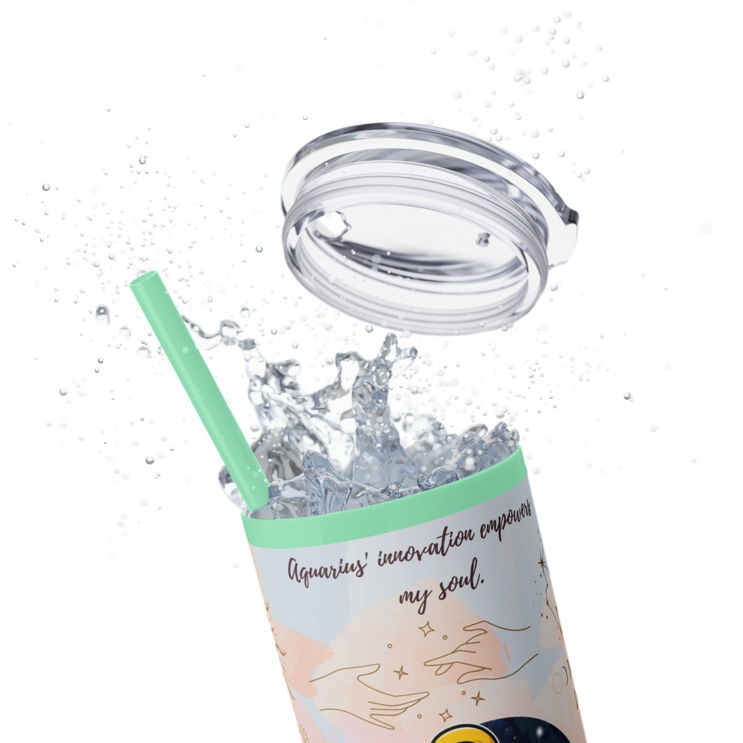 Aquarius Skinny Tumbler with Straw, 20oz