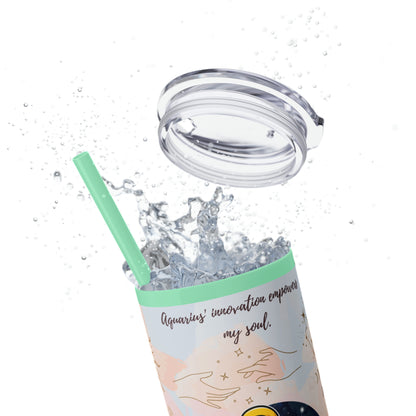 Aquarius Skinny Tumbler with Straw, 20oz