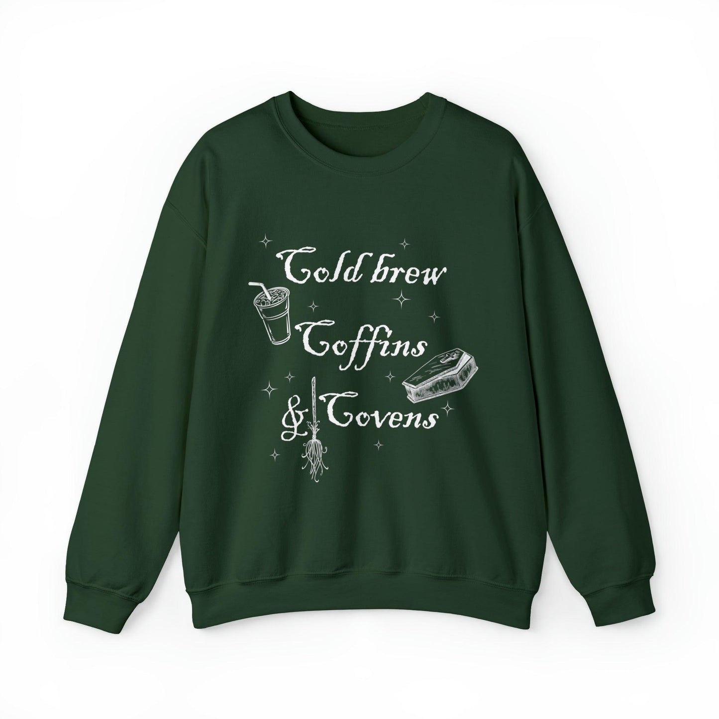 Cold Brew, Coffins and Covens Adult Sweatshirt - Deeg Family Design