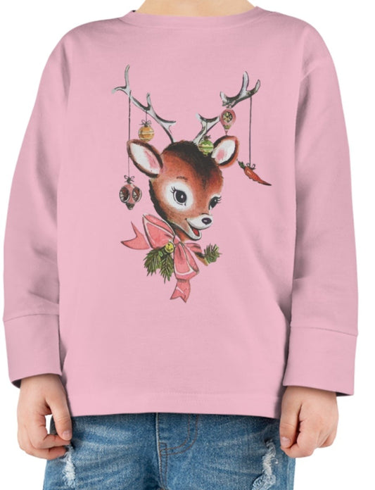 Vintage Deer with Antlers Toddler Long Sleeve Tee