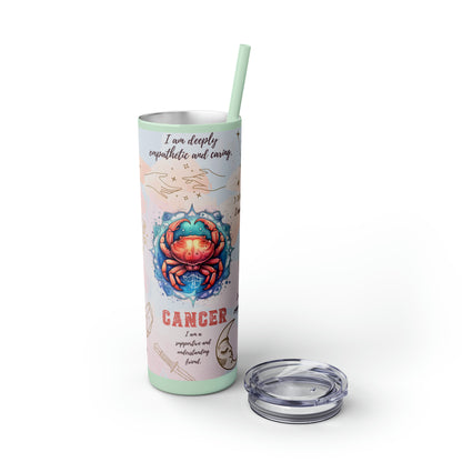 Cancer Skinny Tumbler with Straw, 20oz