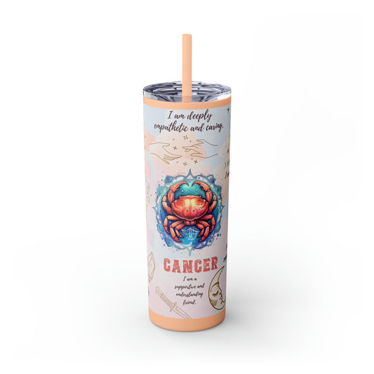 Cancer Skinny Tumbler with Straw, 20oz