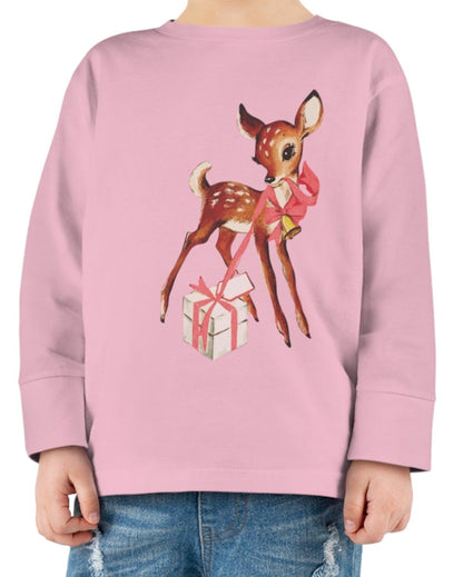 Vintage Deer Opening Package Toddler Long Sleeve Tee