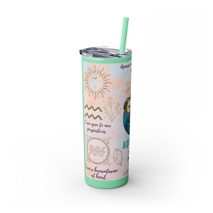 Aquarius Skinny Tumbler with Straw, 20oz