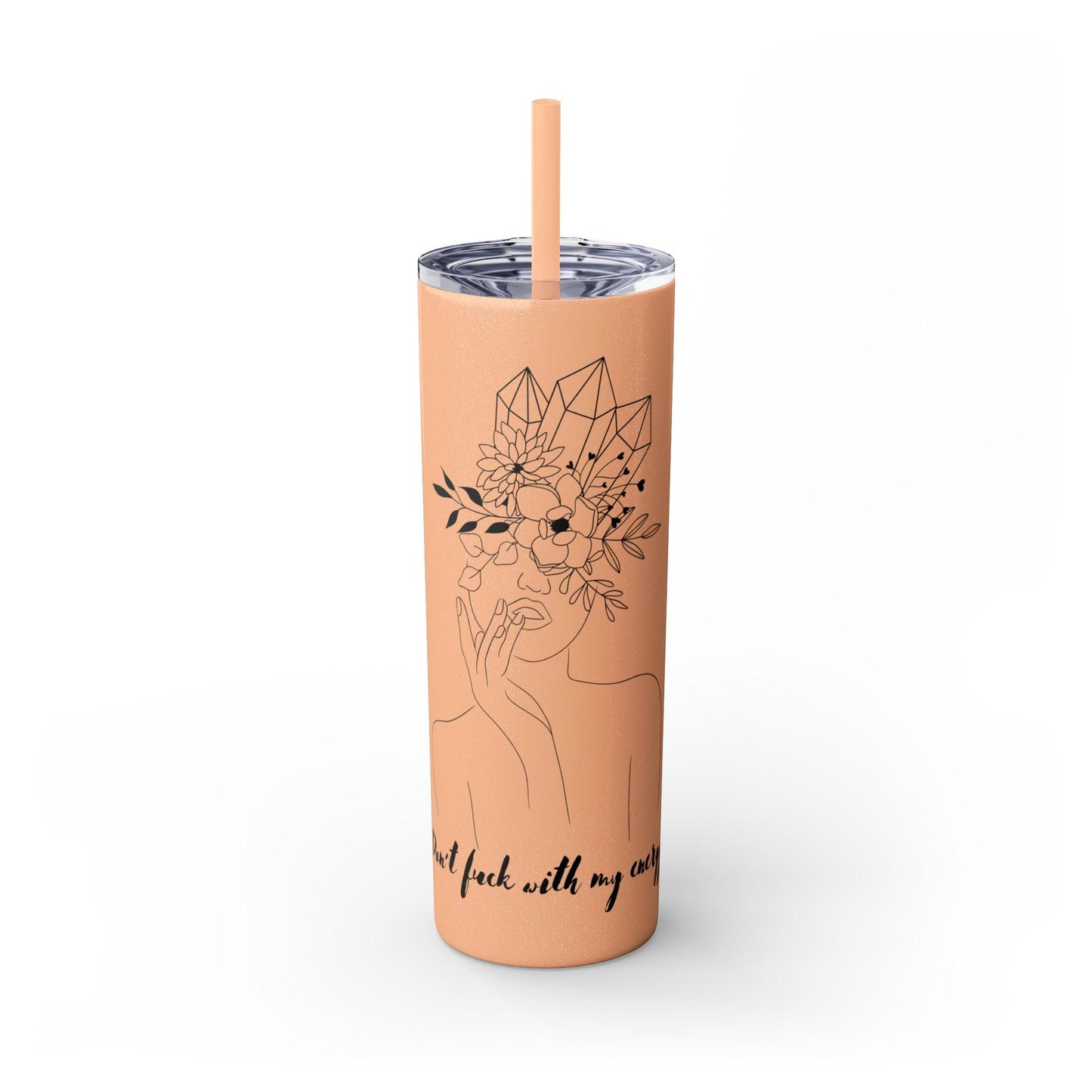 Don't Fuck With My Energy Skinny Tumbler with Straw, 20oz - Deeg Family Design