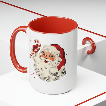 Santa Two-Tone Coffee Mugs, 15oz