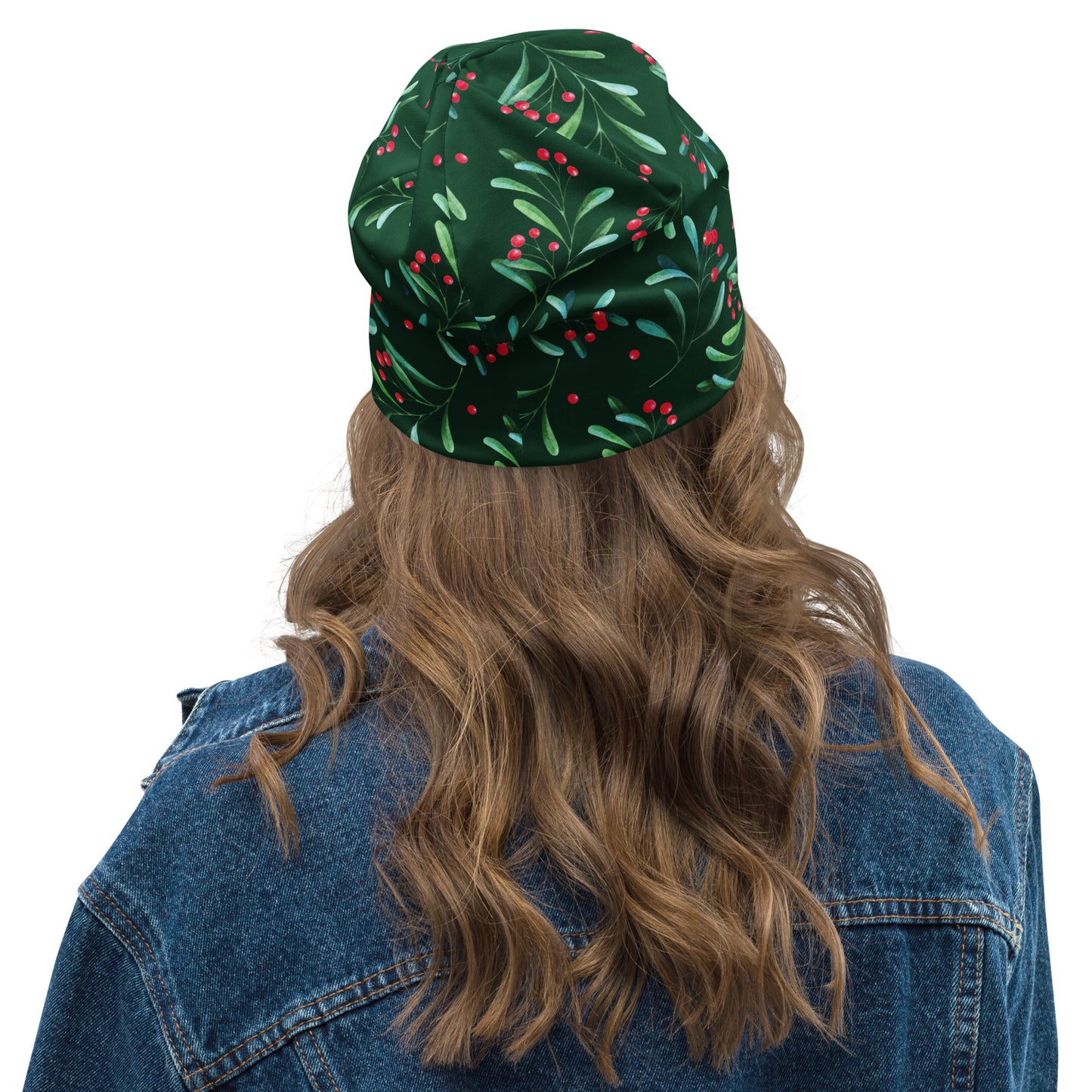 Green Holly Berry All-Over Print Beanie