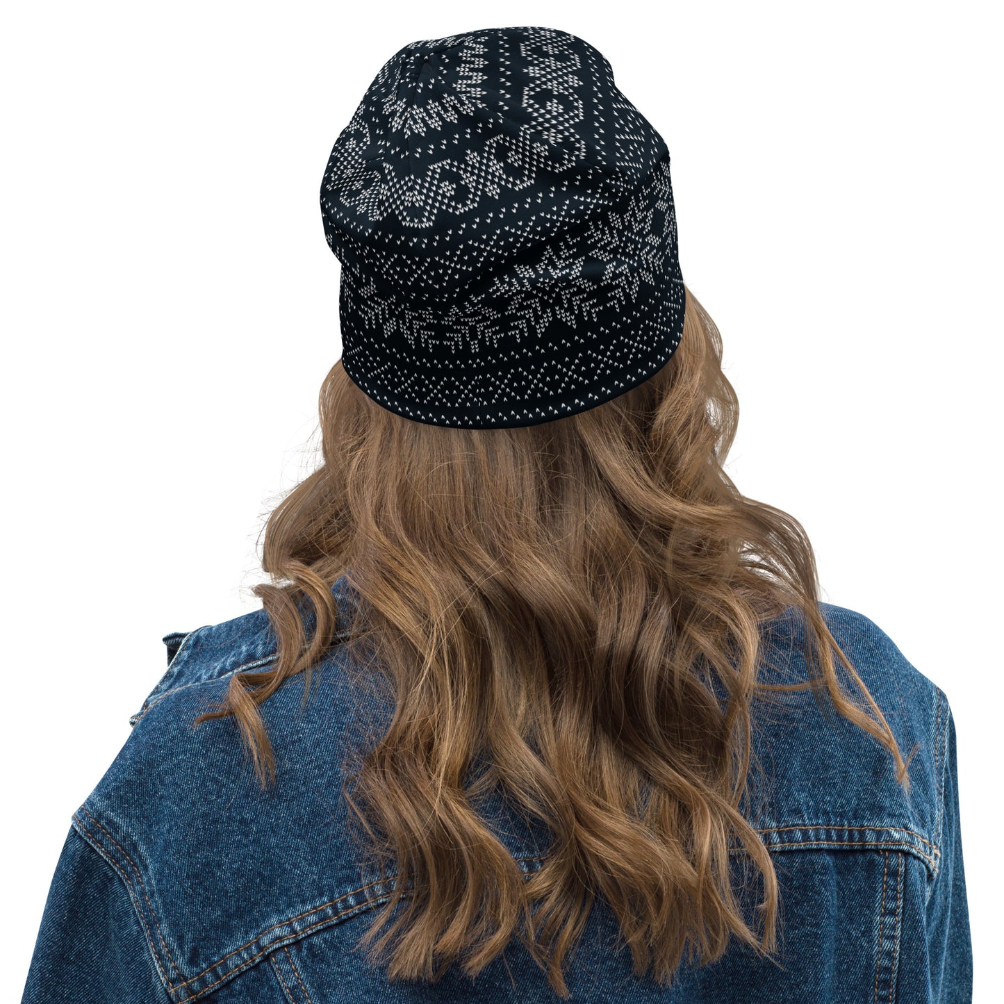 Navy Fair Isle All-Over Print Beanie