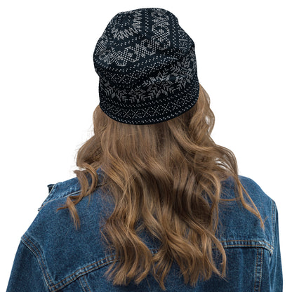 Navy Fair Isle All-Over Print Beanie