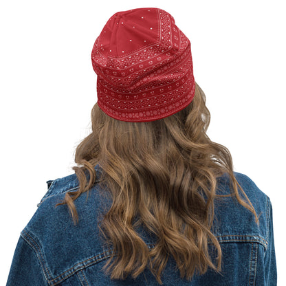 Red Fair Isle All-Over Print Beanie