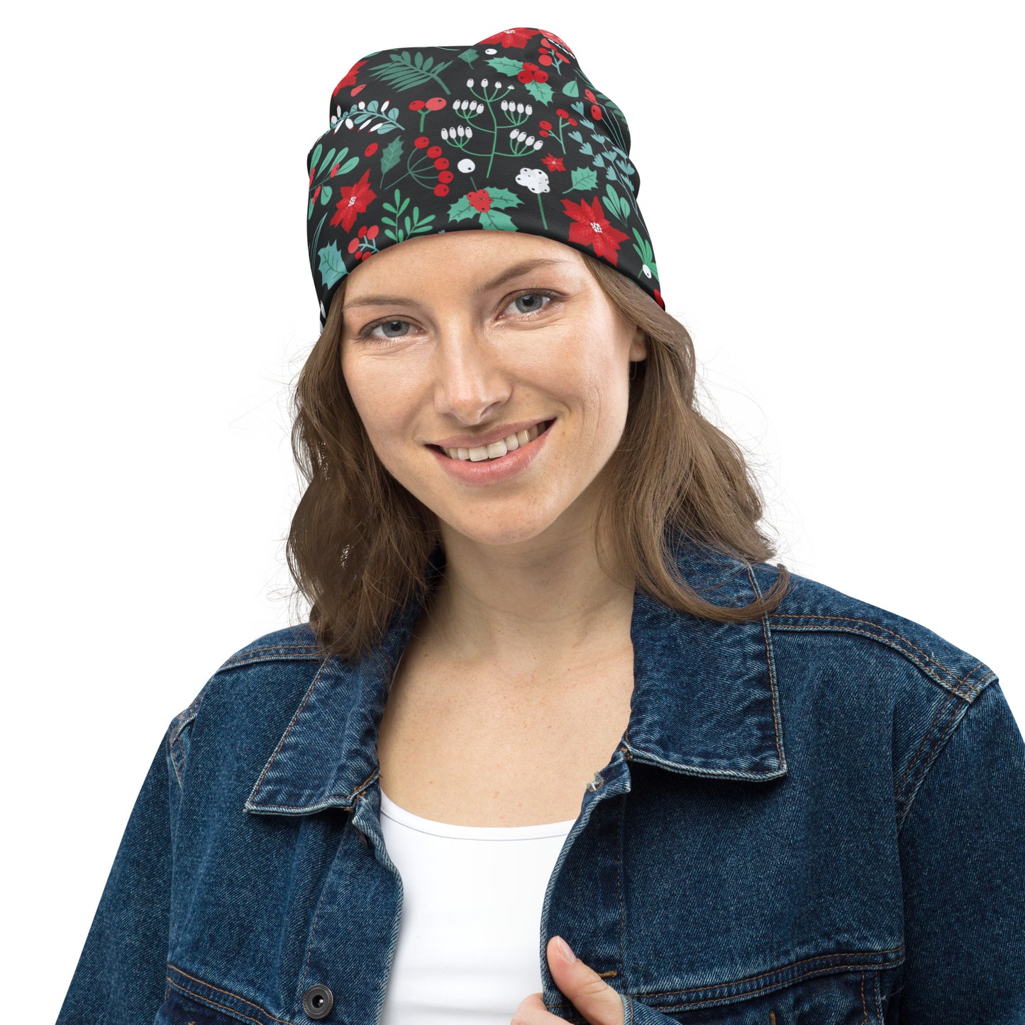 Winter Floral All-Over Print Beanie