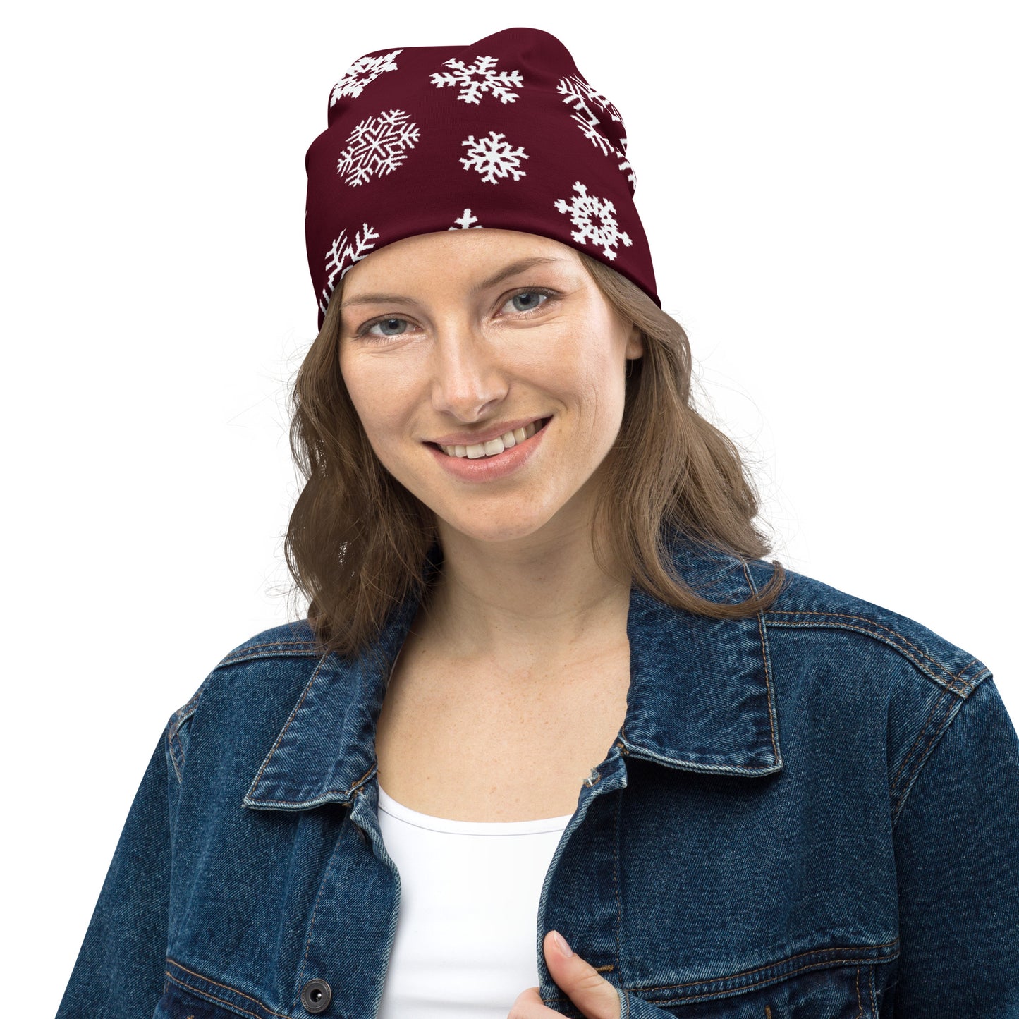 Red Snowflake All-Over Print Beanie