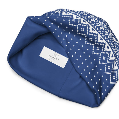 Blue Fair Isle All-Over Print Beanie