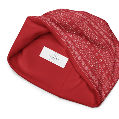 Red Fair Isle All-Over Print Beanie