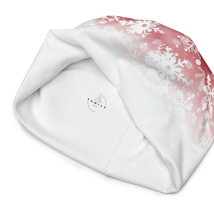 red And White Snow All-Over Print Beanie