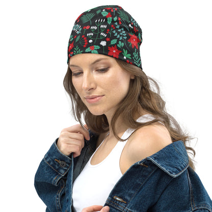 Winter Floral All-Over Print Beanie