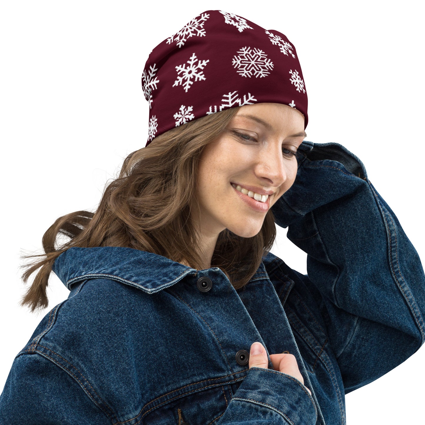 Red Snowflake All-Over Print Beanie