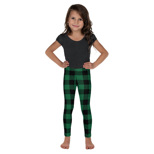 Green Buffalo Plaid Kid's Leggings