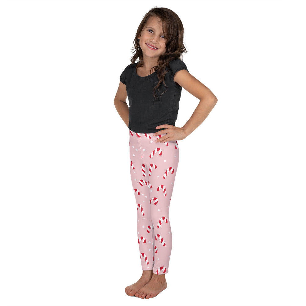 Pink Candy Cane Kid's Leggings