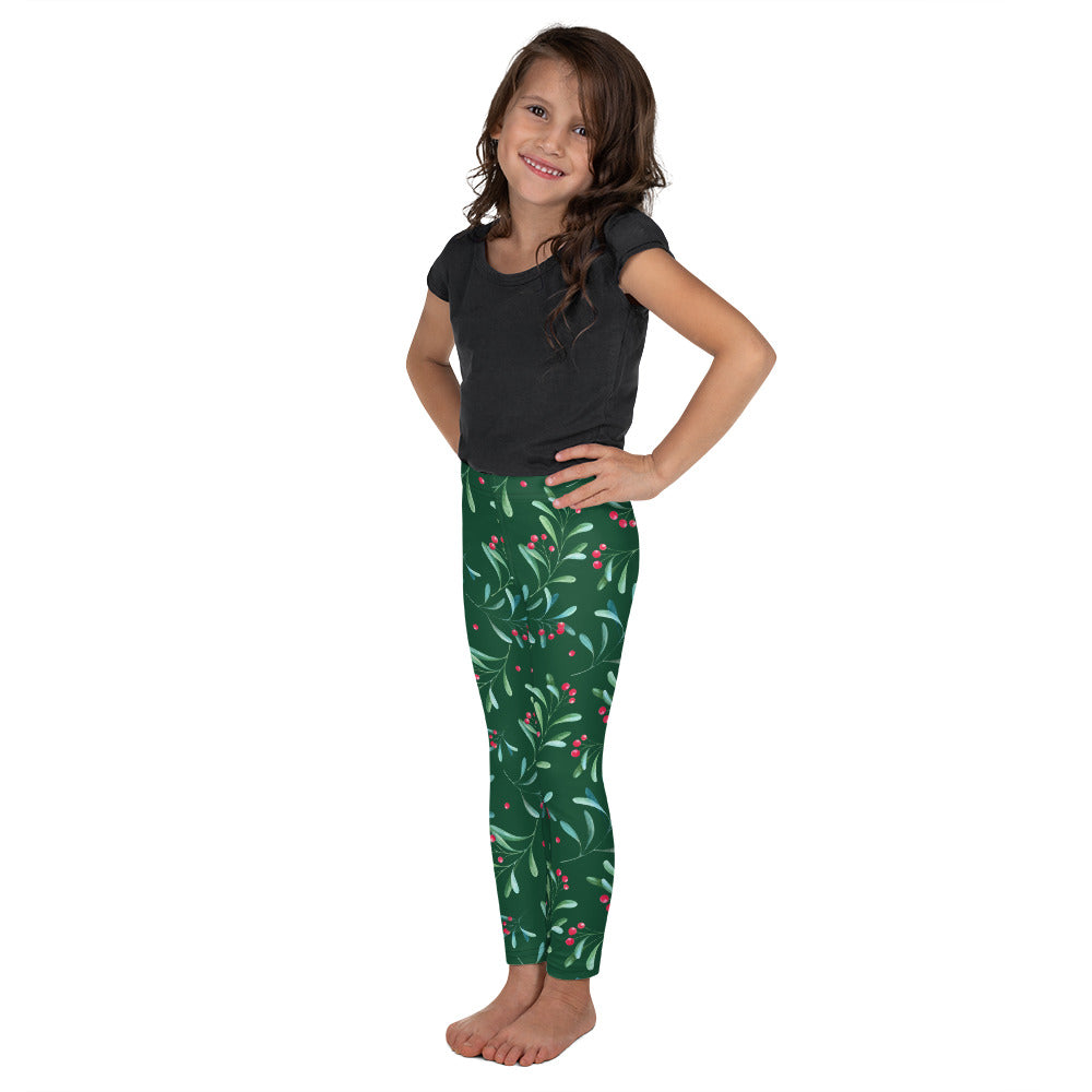 Green Holly Berry Kid's Leggings