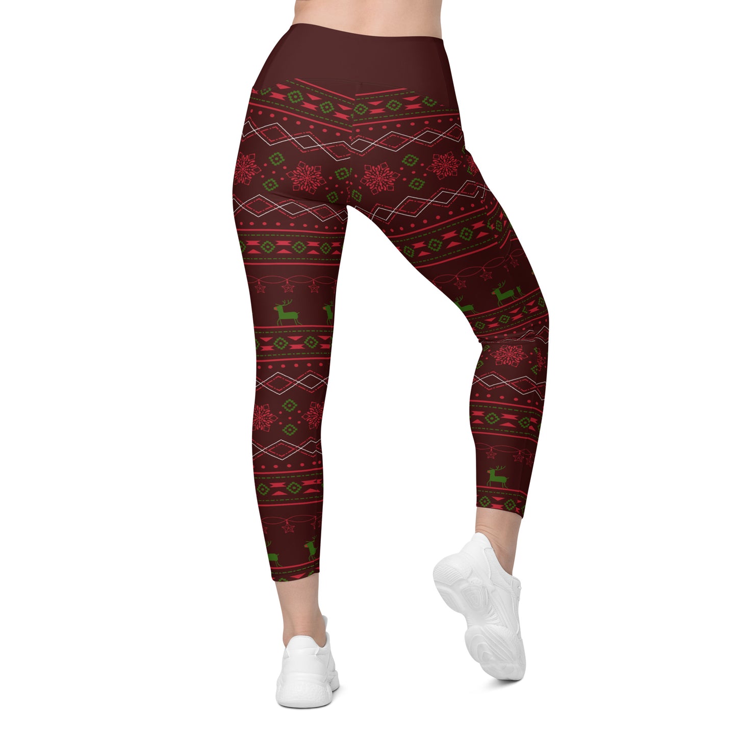 Burgundy Fair Isle Leggings with pockets