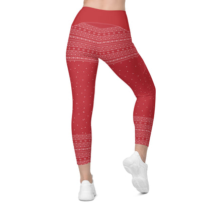 Red Fair Isle Leggings with pockets