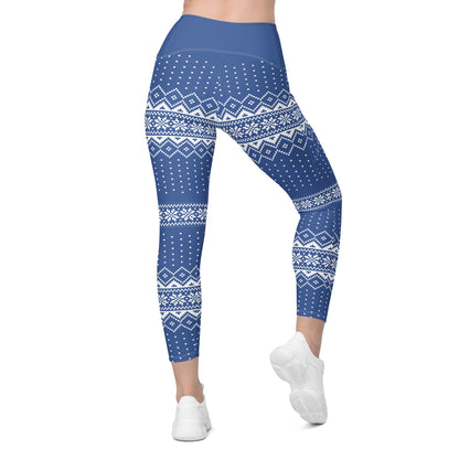 Blue Fair Isle Leggings with pockets