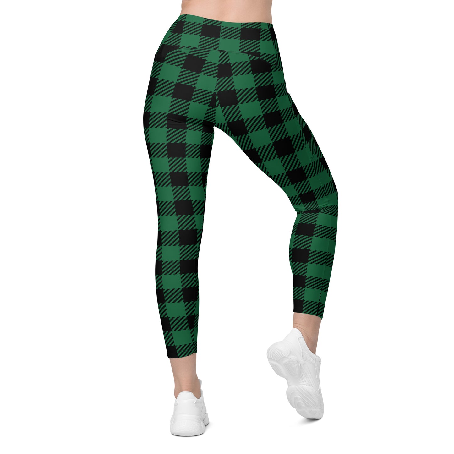 Green Buffalo Plaid Leggings with pockets