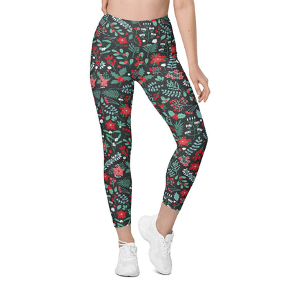 Winter Floral Leggings with pockets