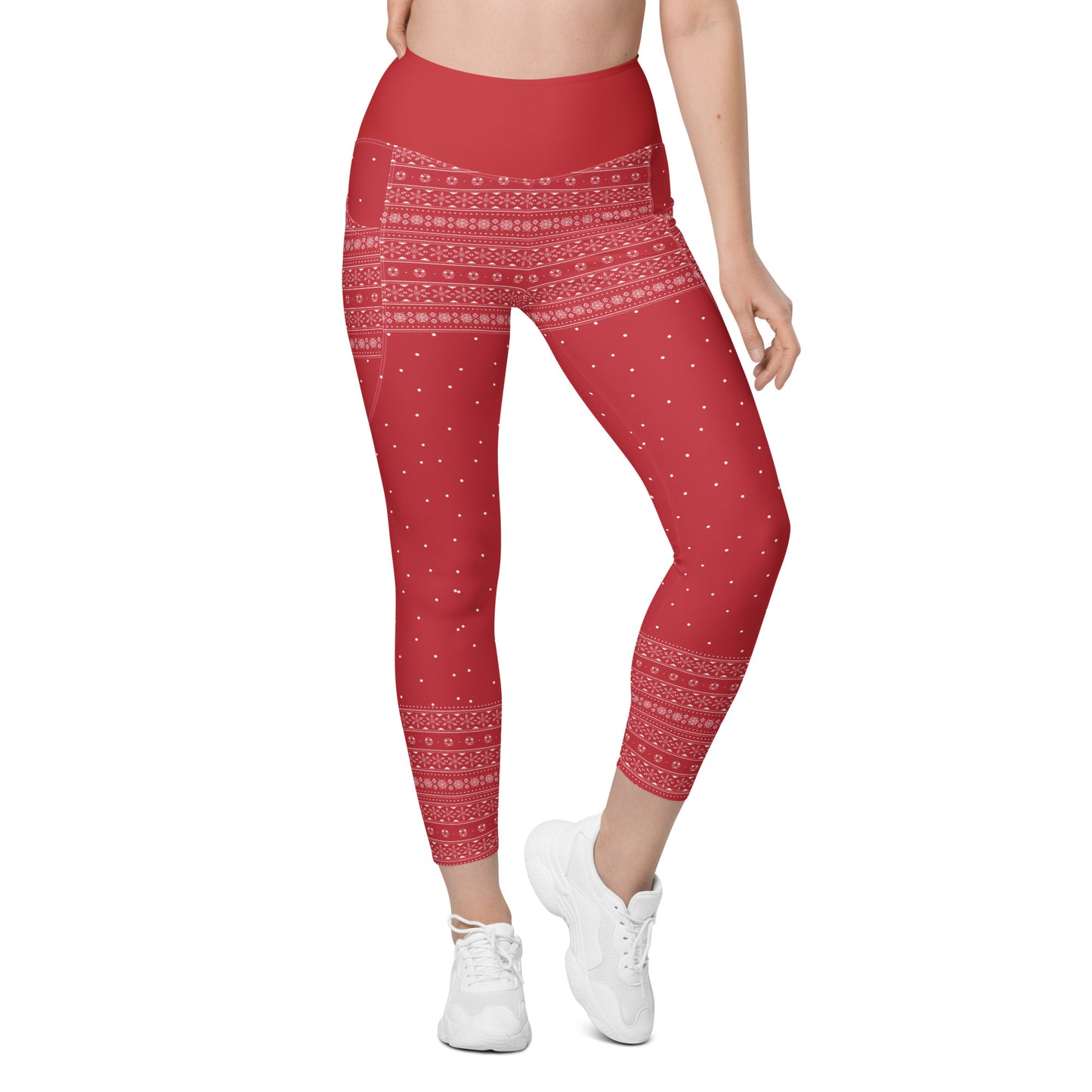 Red Fair Isle Leggings with pockets