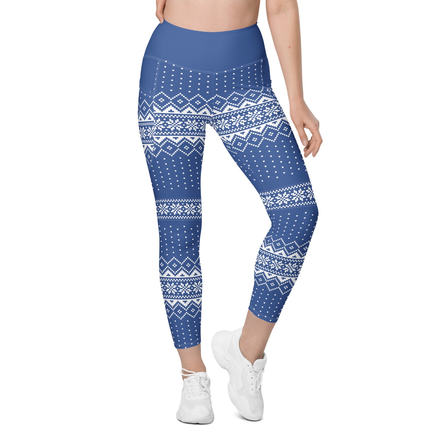 Blue Fair Isle Leggings with pockets