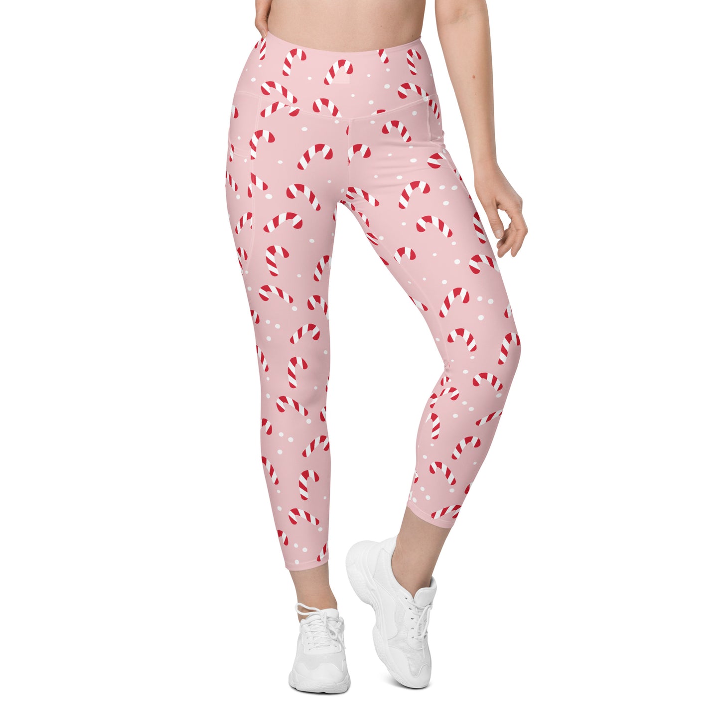 Pink Candy Cane Leggings with pockets