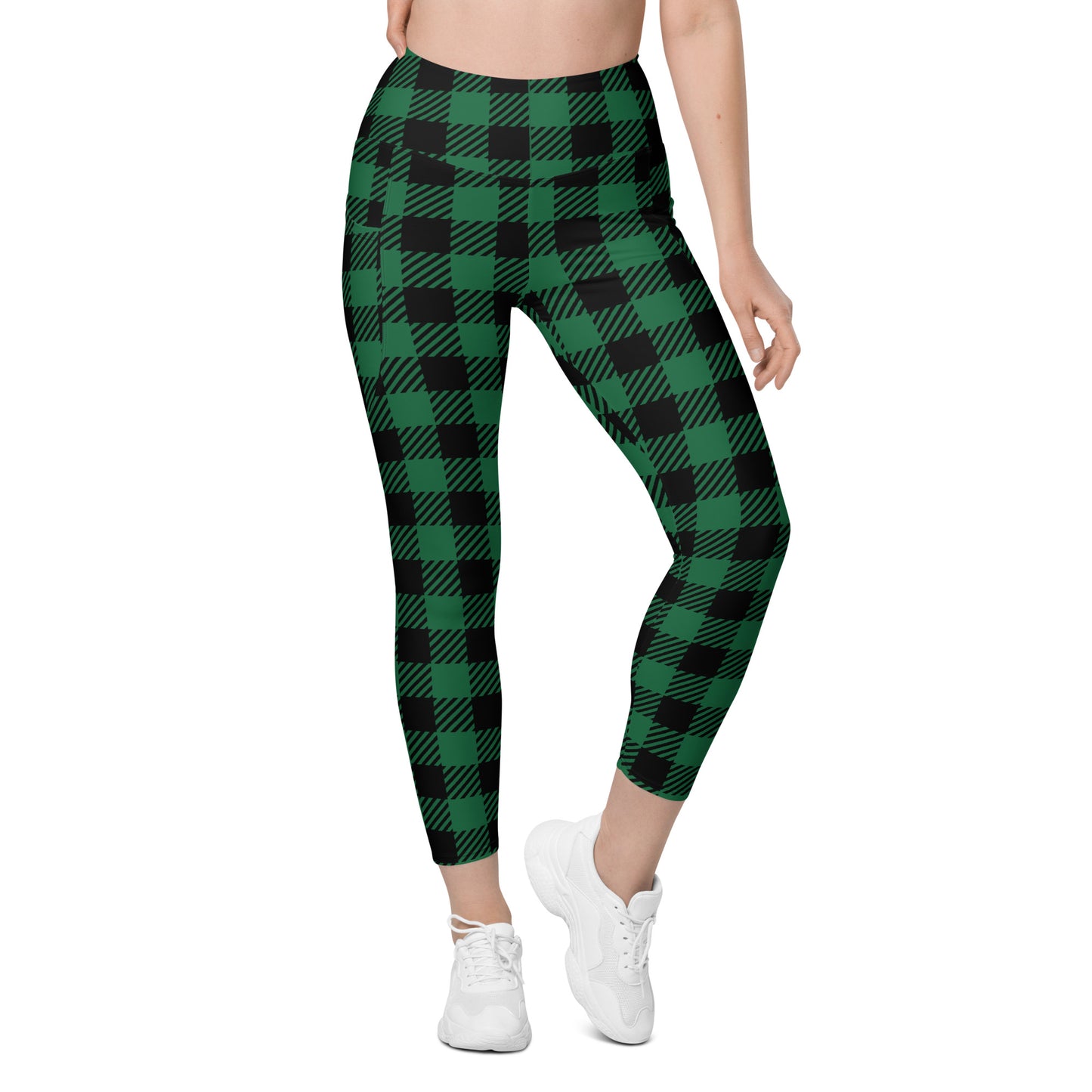 Green Buffalo Plaid Leggings with pockets