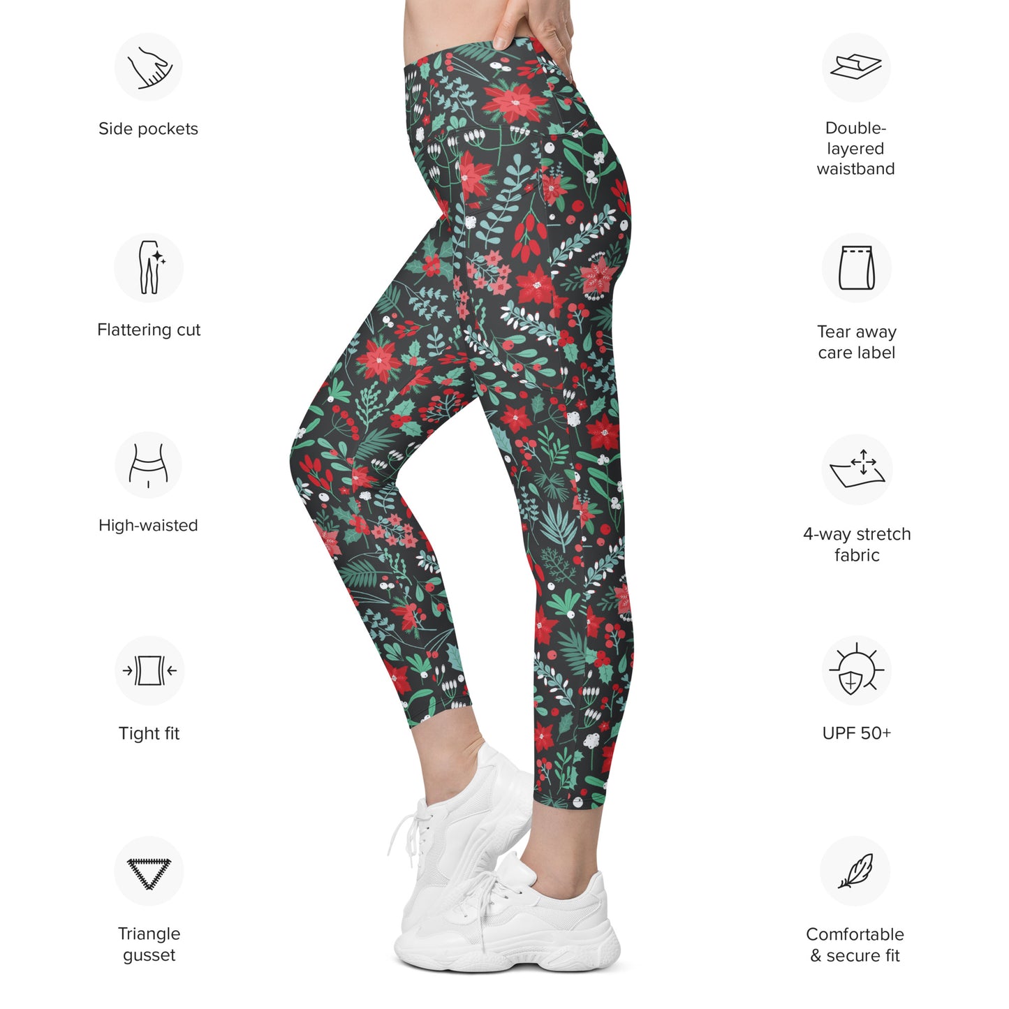 Winter Floral Leggings with pockets