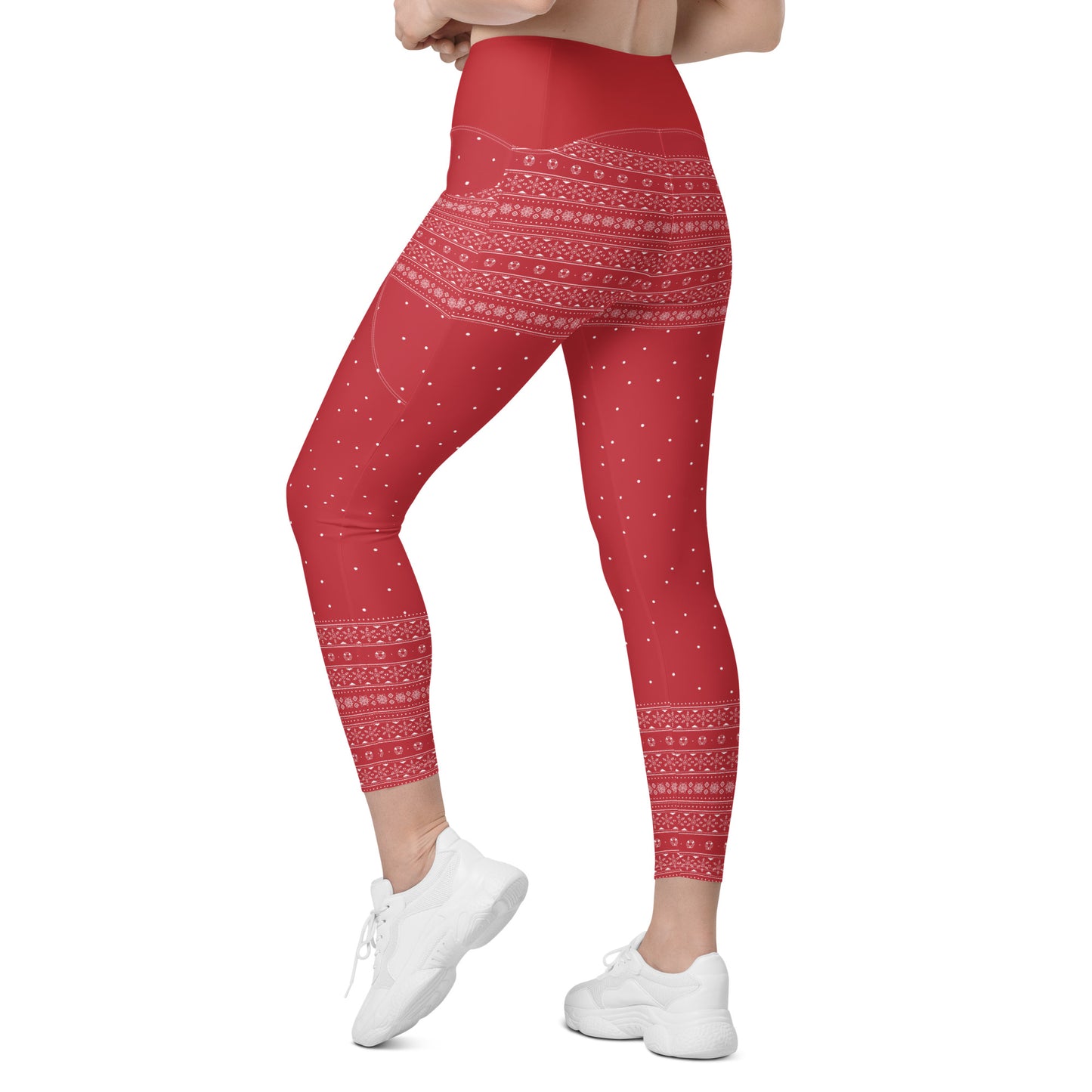 Red Fair Isle Leggings with pockets