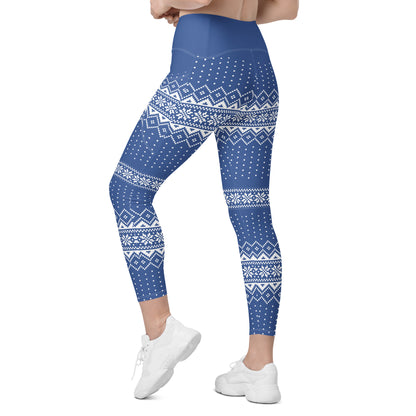 Blue Fair Isle Leggings with pockets