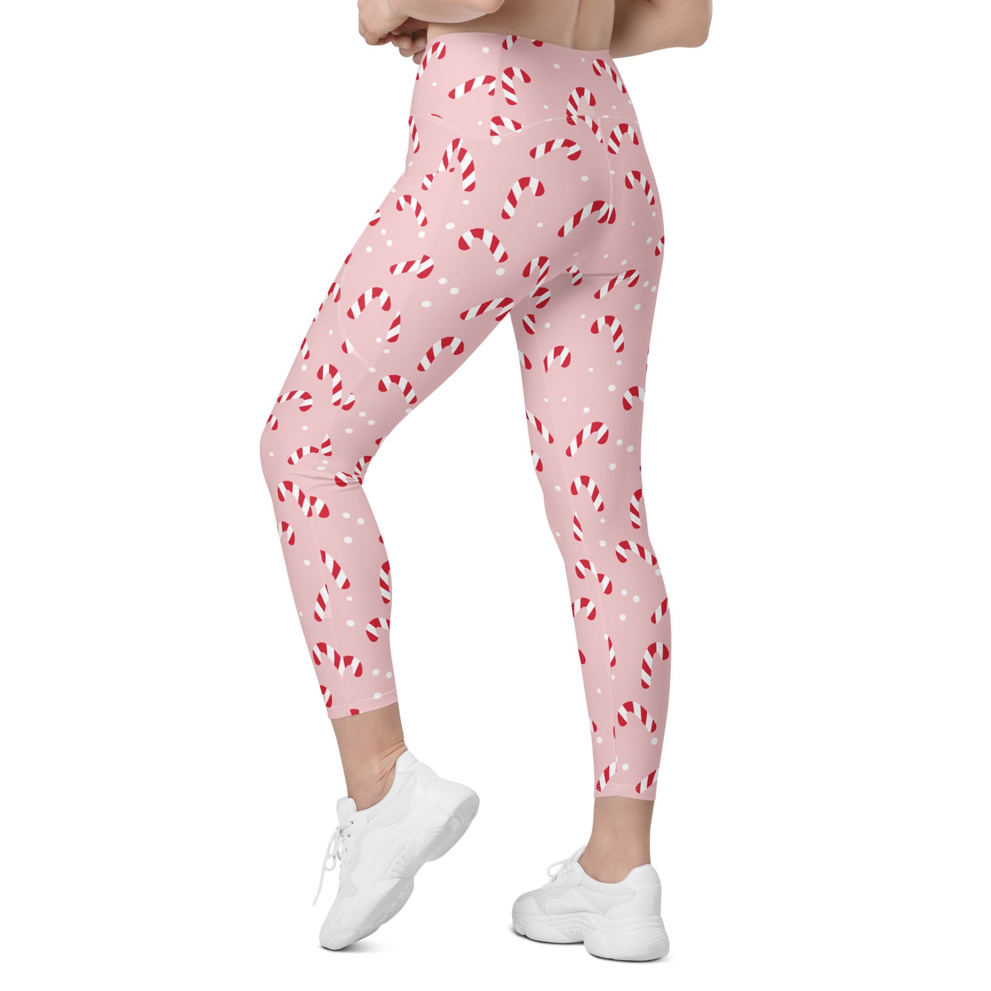 Pink Candy Cane Leggings with pockets