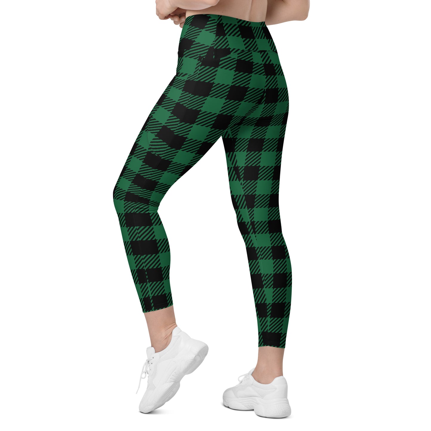 Green Buffalo Plaid Leggings with pockets