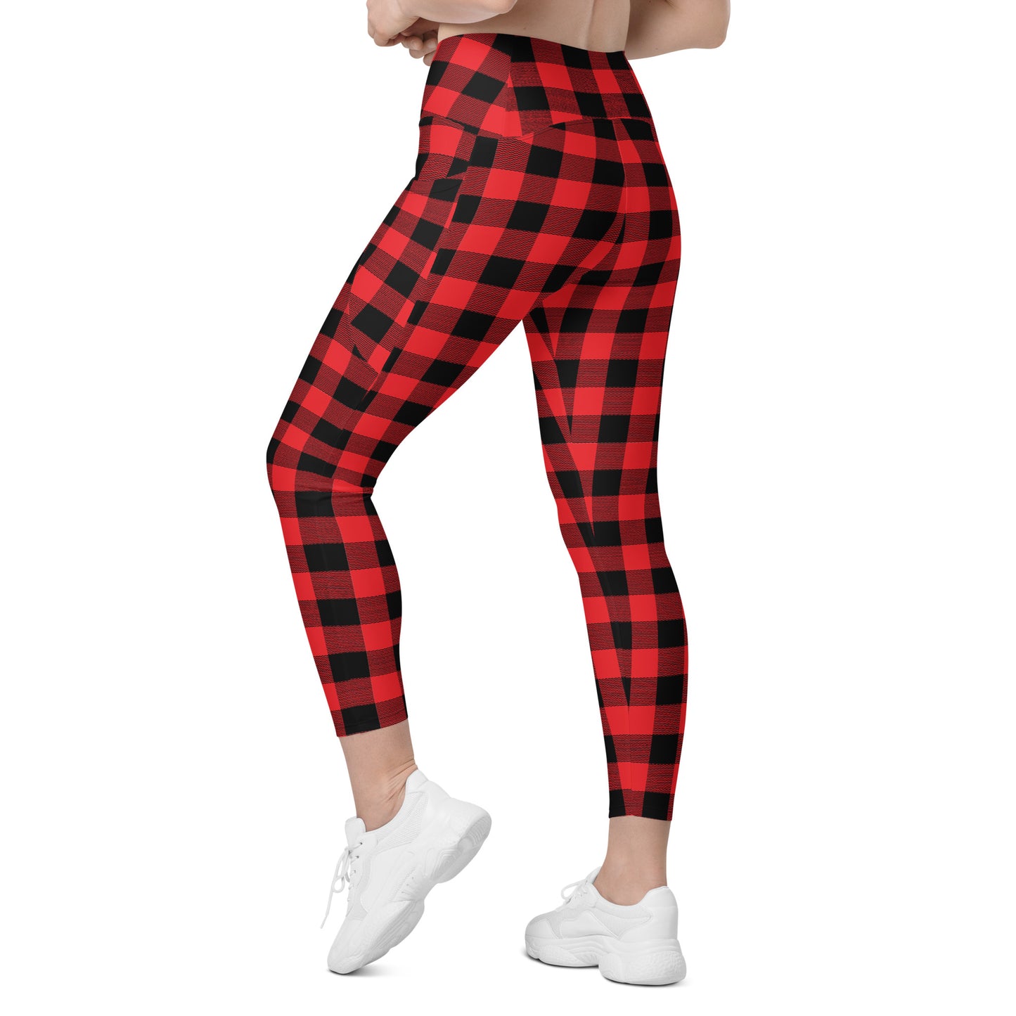 Red Buffalo Plaid Leggings with pockets