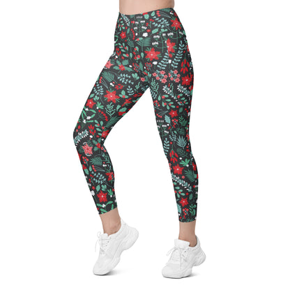 Winter Floral Leggings with pockets