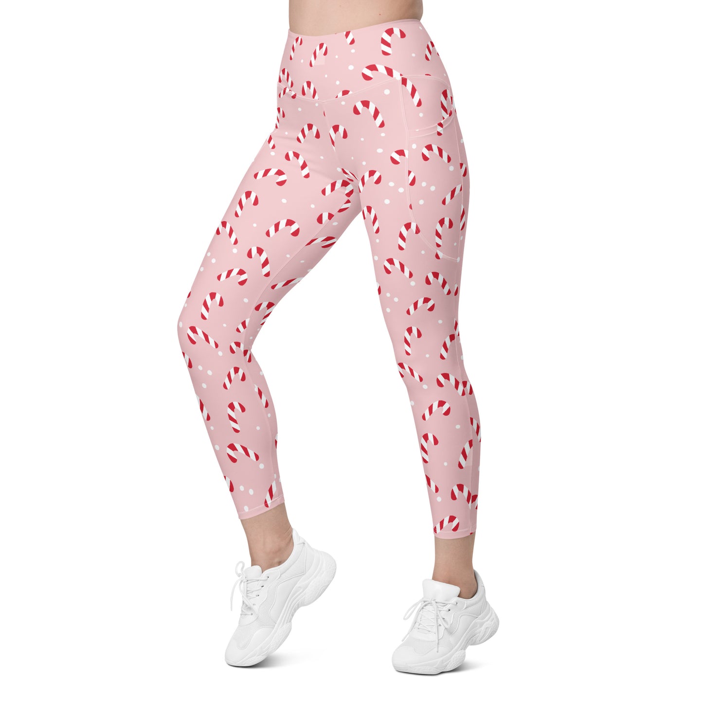 Pink Candy Cane Leggings with pockets