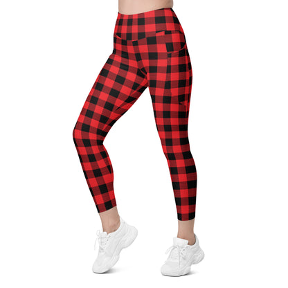 Red Buffalo Plaid Leggings with pockets