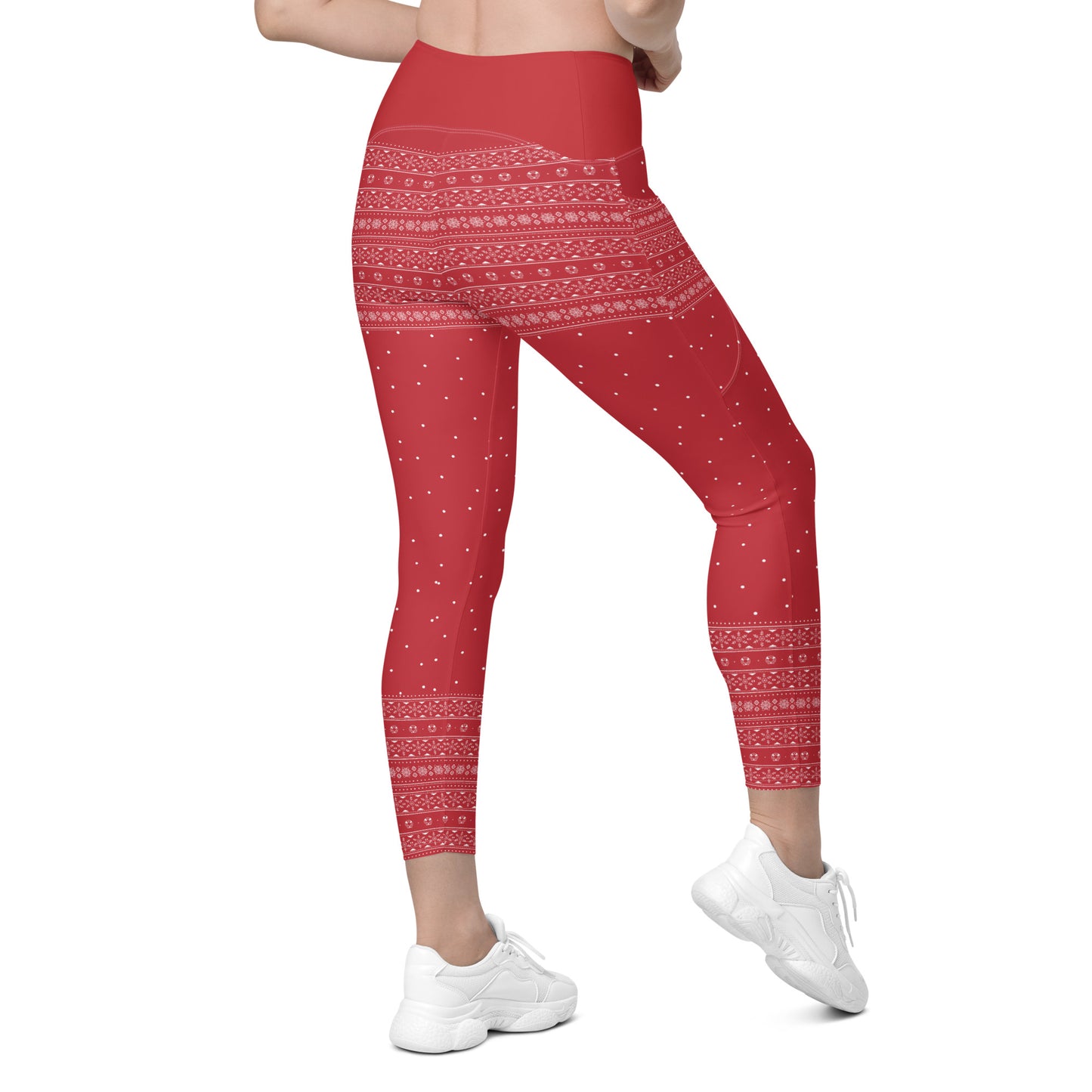 Red Fair Isle Leggings with pockets