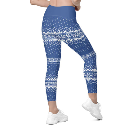 Blue Fair Isle Leggings with pockets