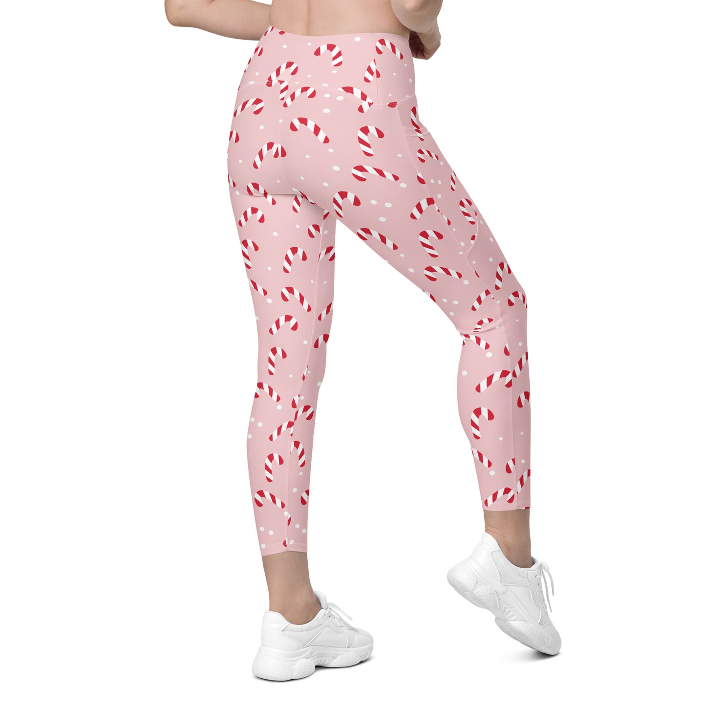 Pink Candy Cane Leggings with pockets