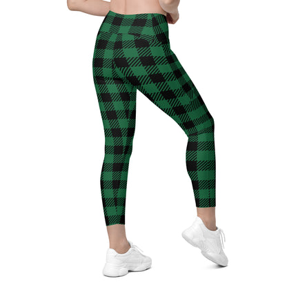 Green Buffalo Plaid Leggings with pockets