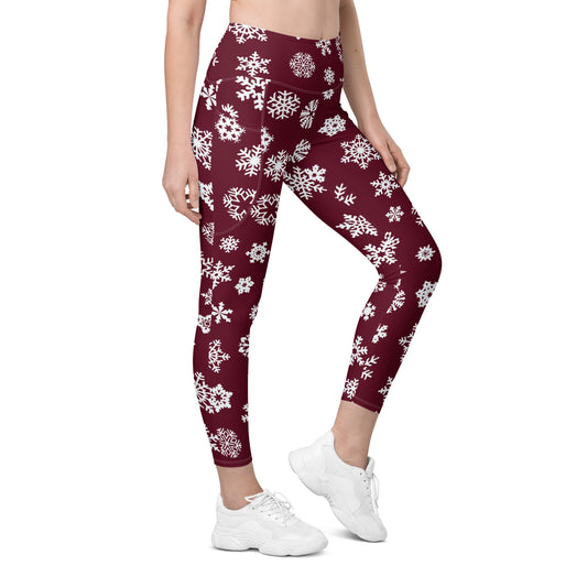 Red Snowflake Leggings with pockets