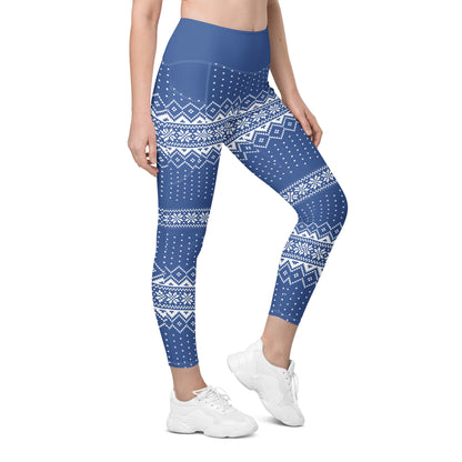 Blue Fair Isle Leggings with pockets