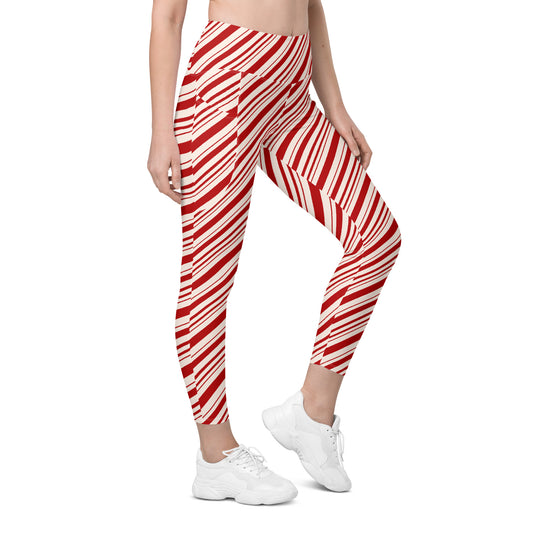 Candy Cane Stripe Leggings with pockets