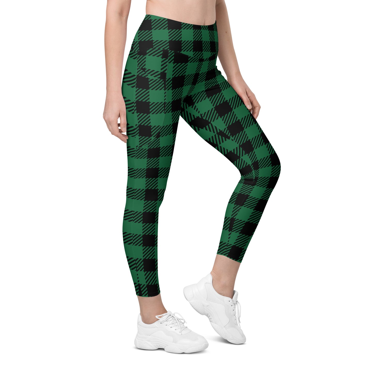 Green Buffalo Plaid Leggings with pockets